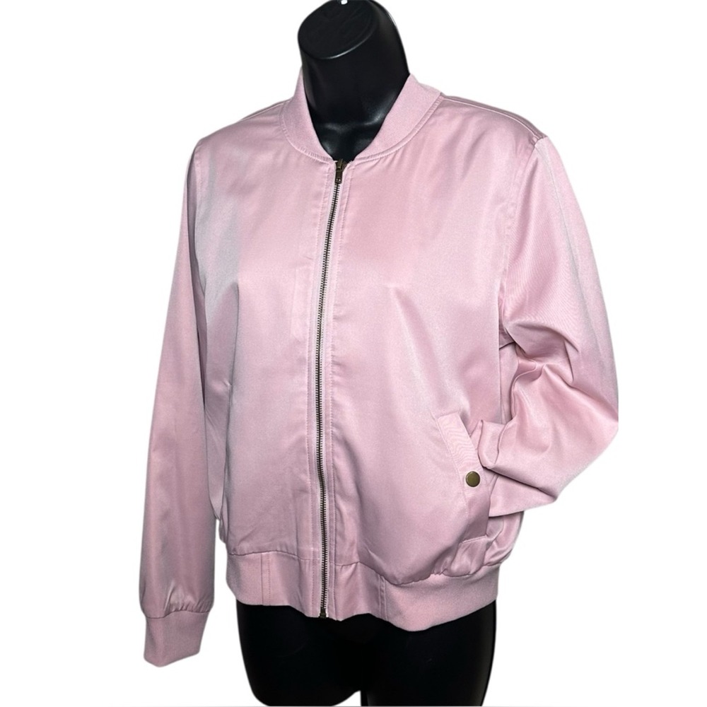 Retro Pink Ladies Vibe Satin Bomber Jacket‎